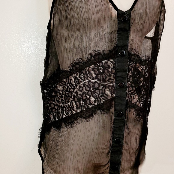 Mind Code black Sheer Sleeveless top - Picture 4 of 8